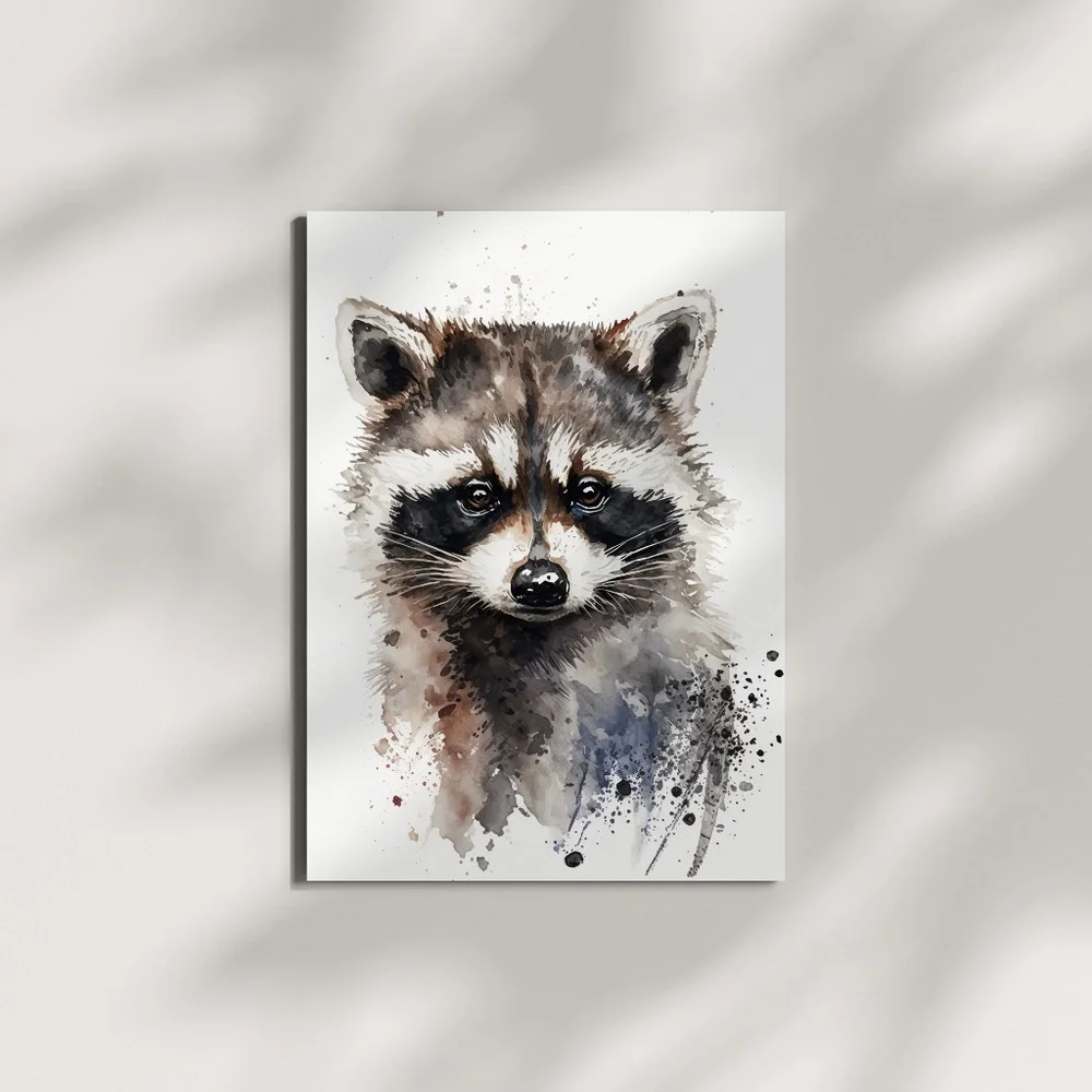 Cute Raccoon Watercolor Wall Art Illustration Print Poster Card Unframed - Picture 3 of 9